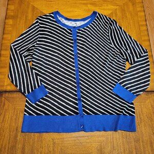 Halogen Black and Blue Striped Cardigan